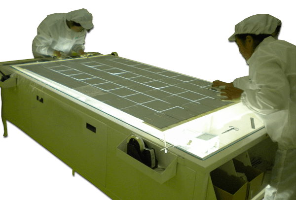 Assemble of Solar Cell, Glass, EVA & TPT