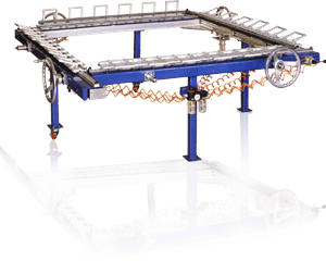 Pneumatic Cylinders of Stencil Stretching Machine Push Screens Edges In Close Contact With Frames