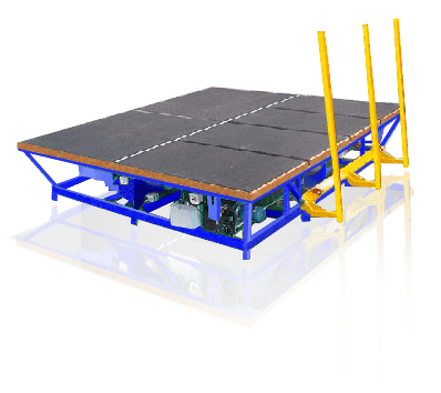 Air Floating Glass Breakout Machine with Tilting Arms for Glass Loading Air Floating Glass Breakout Machine with Tilting Arms for Glass Loading