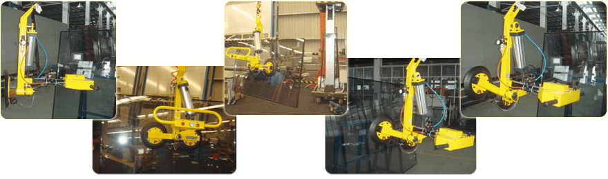 CL-V-MC-4-A Rotating Vacuum Cup Lifter at Glass Factory CL-V-MC-4-A Rotating Vacuum Cup Lifter at Glass Factory
