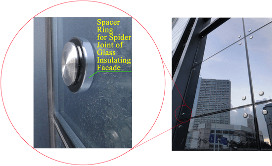 Spacer Ring Fits Perfectly inside Holes of IG Units for Spider Connection Facade Design Spacer Ring Fits Perfectly inside Holes of IG Units for Spider Connection Facade Design